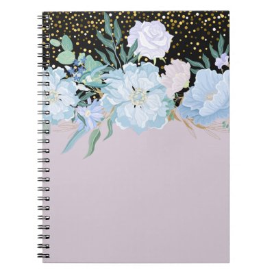 Design Own Trending Girly Stationery Blue Flowers Notebook