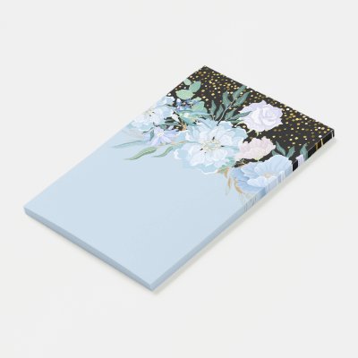 Design Own Trending Girly Stationery Blue Flowers Post-it Notes