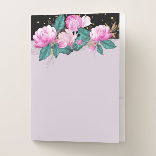 Design Own Trending Girly Stationery Pink Black Fl Pocket Folder