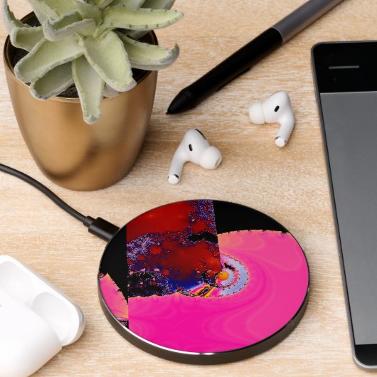 Design Patchwork Pink Wireless Charger (Desk 2)