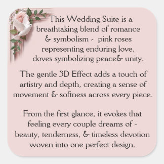 Design Pink Roses & Doves Square Sticker