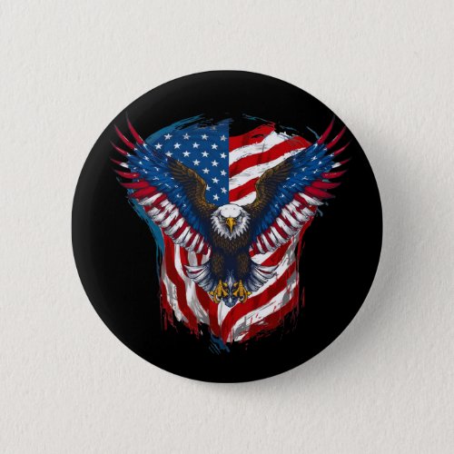 Design printed with eagle and American flag Button