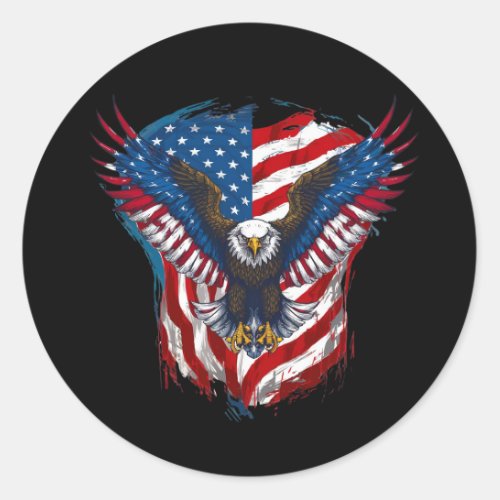 Design printed with eagle and American flag Classic Round Sticker