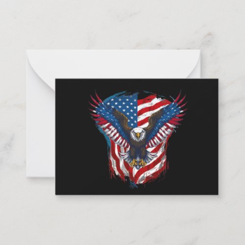 Design printed with eagle and American flag Note Card