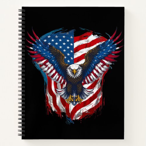 Design printed with eagle and American flag Notebook