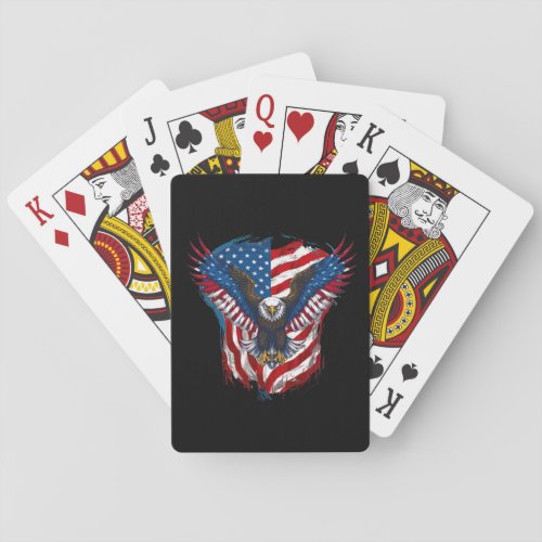 Design printed with eagle and American flag Playing Cards