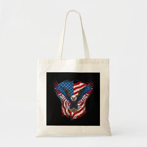 Design printed with eagle and American flag Tote Bag