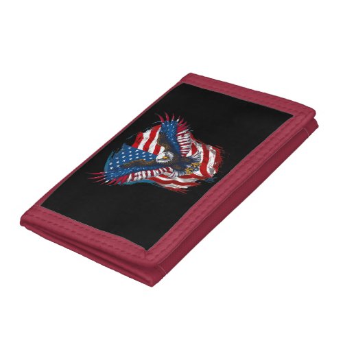 Design printed with eagle and American flag Trifold Wallet