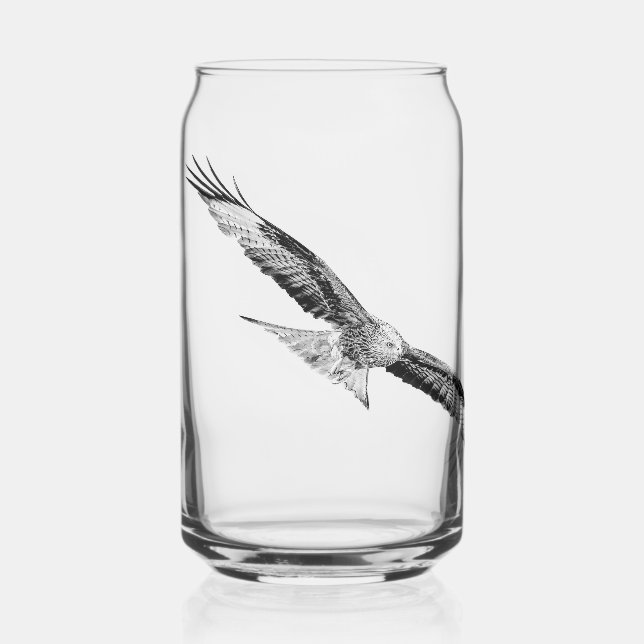 Design Rotmilan in flight black and white Can Glass (Front)