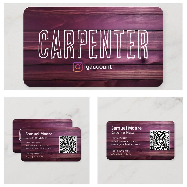 Design Rustic Carpenter QR Code Woodworking Business Card (Design Rustic Carpenter QR Code Woodworking Business Card
)