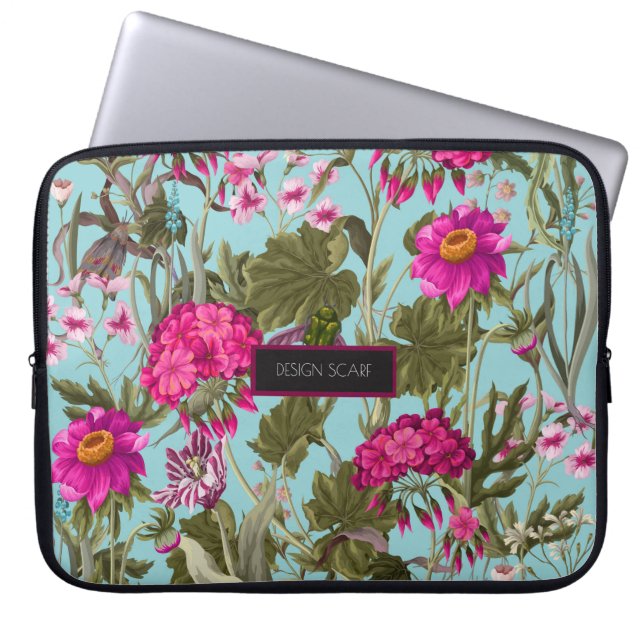 Design scarf with geraniums and wild flowers. Tren Laptop Sleeve (Front)