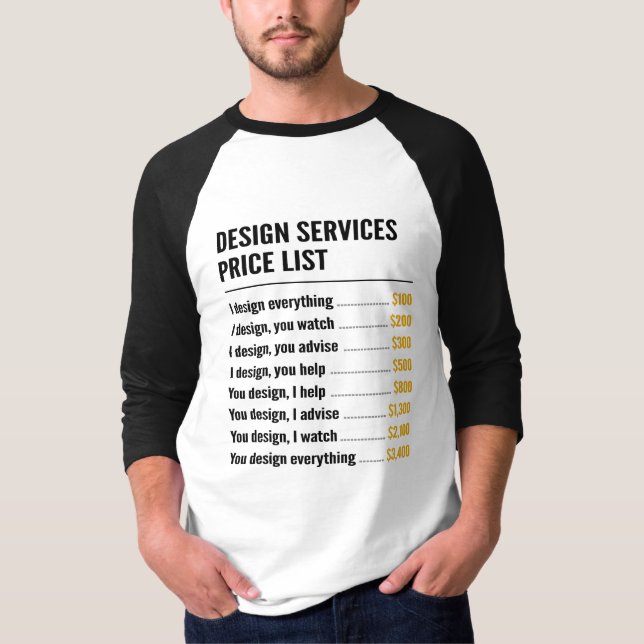 Design Services Price List T-Shirt (Front)