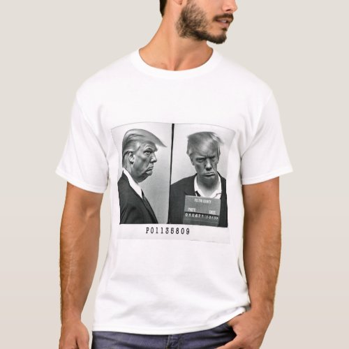 Design showing Donald Trumps mug shot T_Shirt