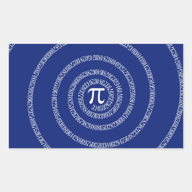 Design Spiral for Pi on Navy Blue Rectangular Sticker (Front)