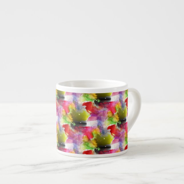 Design texture red, yellow watercolor espresso cup (Front Right)