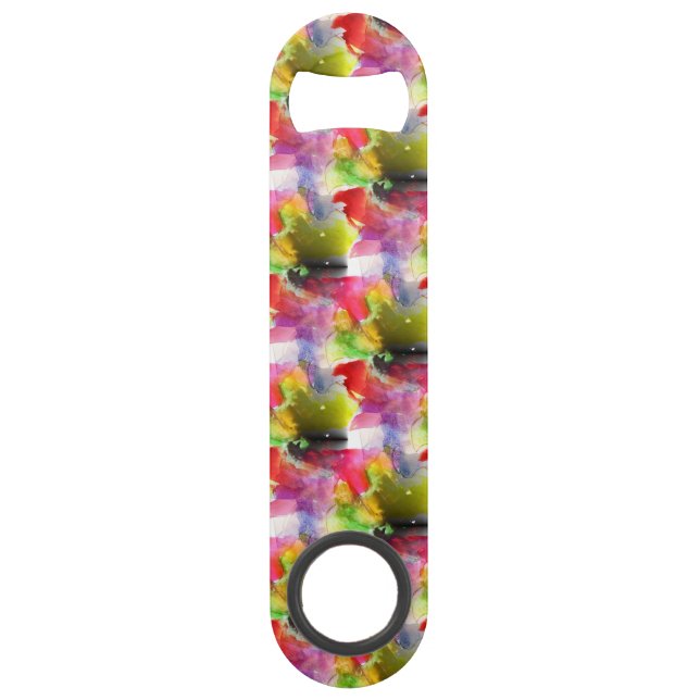 Design texture red, yellow watercolor speed bottle opener (Front)