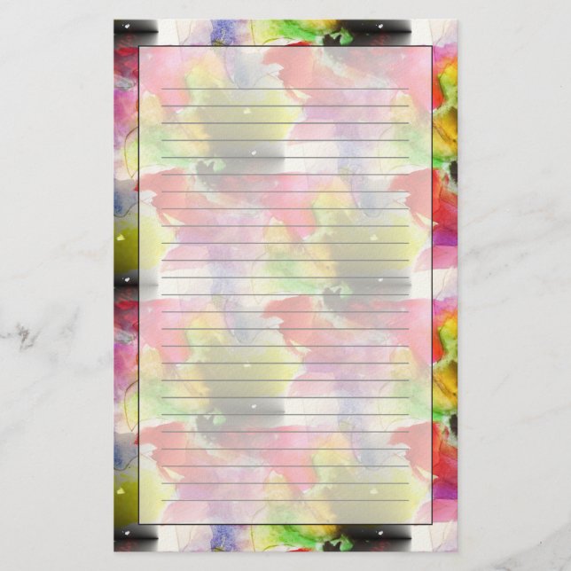 Design texture red, yellow watercolor stationery (Front)