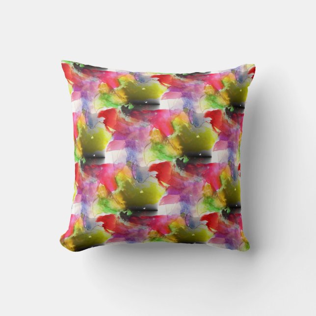 Design texture red, yellow watercolor throw pillow (Front)