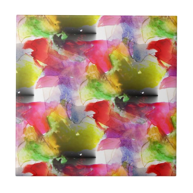 Design texture red, yellow watercolor tile (Front)