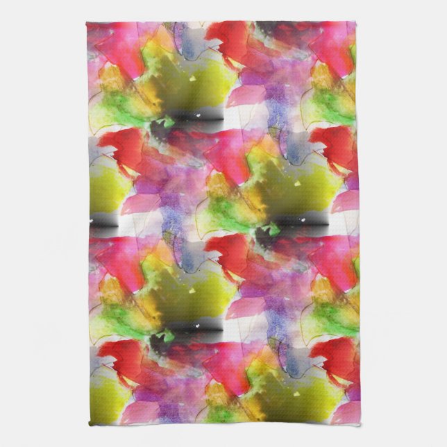 Design texture red, yellow watercolor towel (Vertical)