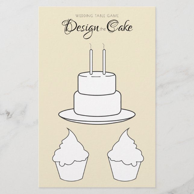 Design the Cake Wedding Table Game Yellow Sheet (Front)