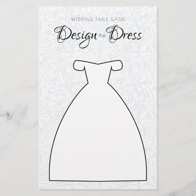  Design the Dress Wedding Table Game Blue & White (Front)