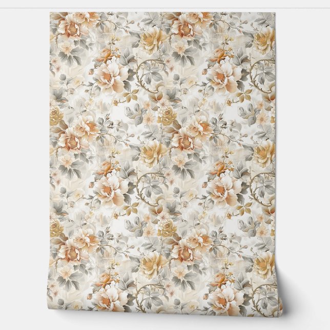 Design wallpaper with a classic flower pattern. wallpaper  (Unrolling)