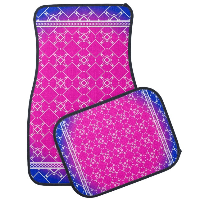 Design with abstract hand drawn geometric pattern  car floor mat (Set)