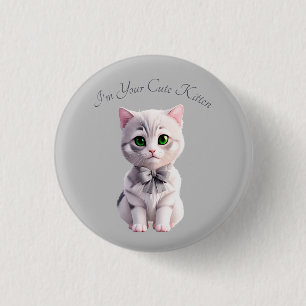 Design with cute gray kitten button