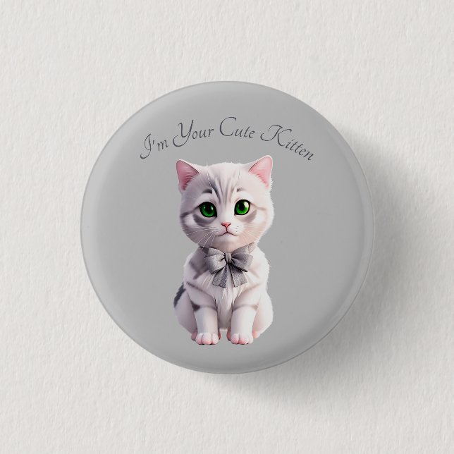Design with cute gray kitten button (Front)