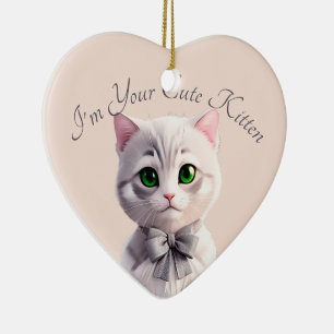 Design with cute gray kitten ceramic ornament