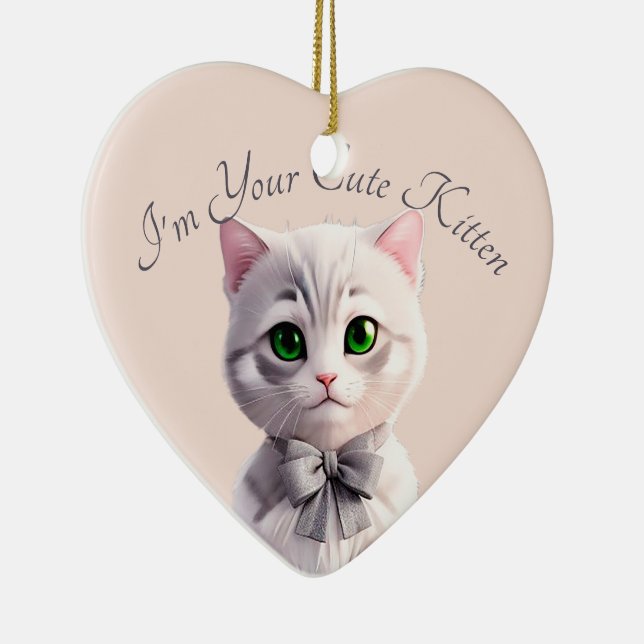 Design with cute gray kitten ceramic ornament (Right)
