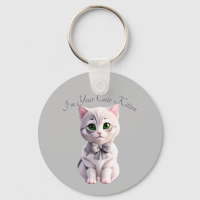 Design with cute gray kitten keychain (Front)