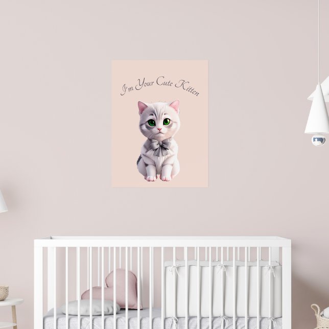 Design with cute gray kitten poster (Nursery 2)