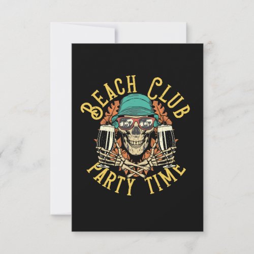 design with illustration of happy skull and beer invitation