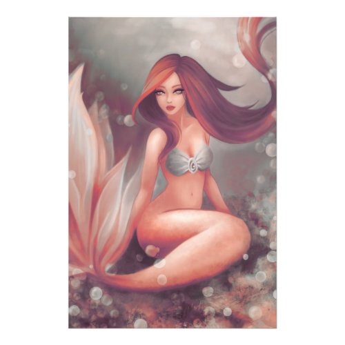 Design with mermaid under water Anime girl Photo Print