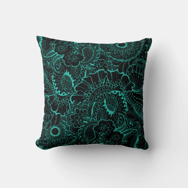  design with turquoise pattern throw pillow (Front)
