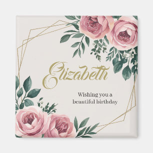 Design with watercolor flowers and gold accents magnet