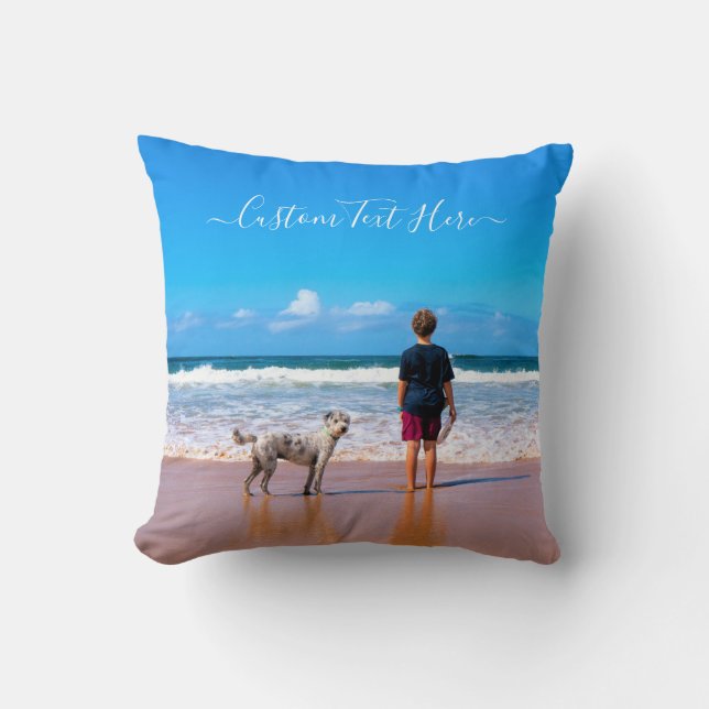 Design You Own Pet Photo Throw Pillow Custom Text (Front)