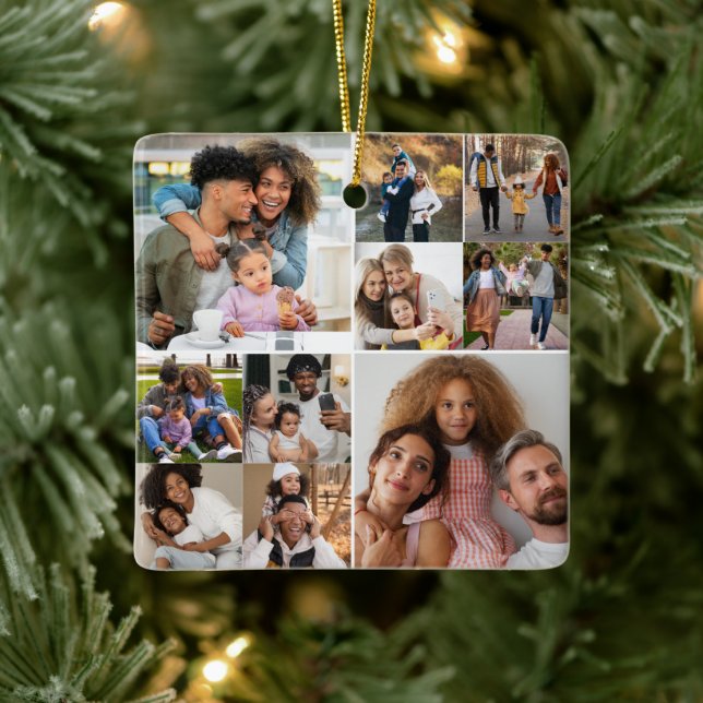 Design Your Own 10 Photo Collage Ceramic Ornament (Tree)