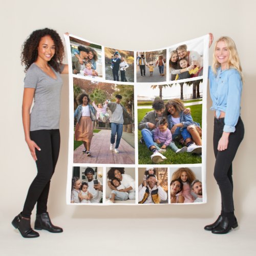 Design Your Own 10 Photo Collage Fleece Blanket