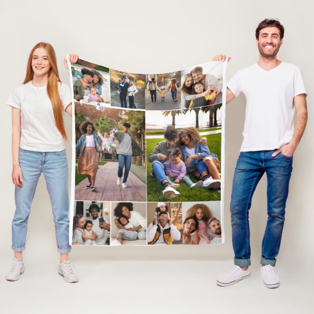 Design Your Own 10 Photo Collage Fleece Blanket (In Situ)