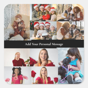 Design Your Own 10 Photo Collage Poster Square Sticker