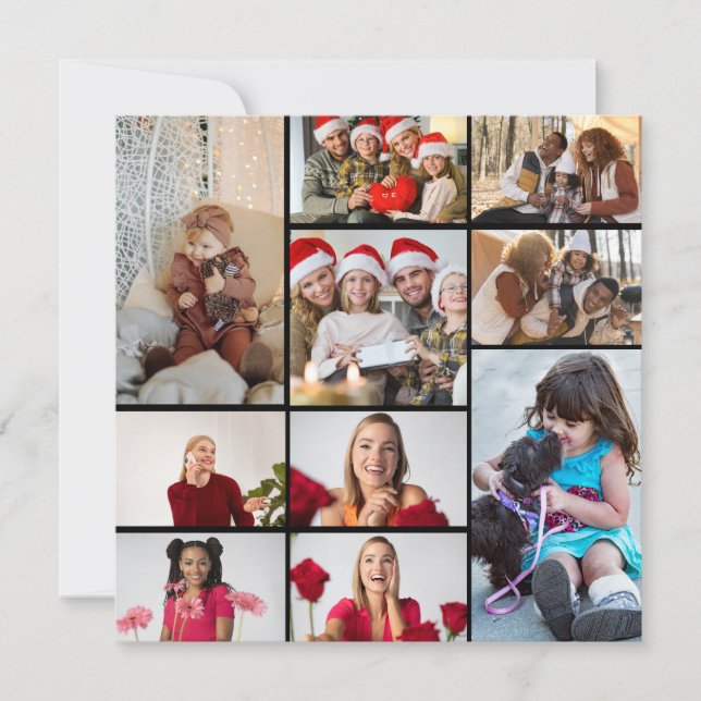 Design Your Own 10 Photo Collage Poster Thank You Card (Front)