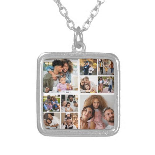 Design Your Own 10 Photo Collage Silver Plated Necklace