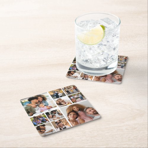 Design Your Own 10 Photo Collage Square Paper Coaster