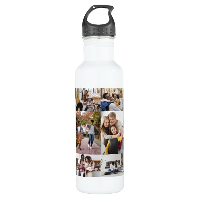 Design Your Own 10 Photo Collage Stainless Steel Water Bottle (Front)