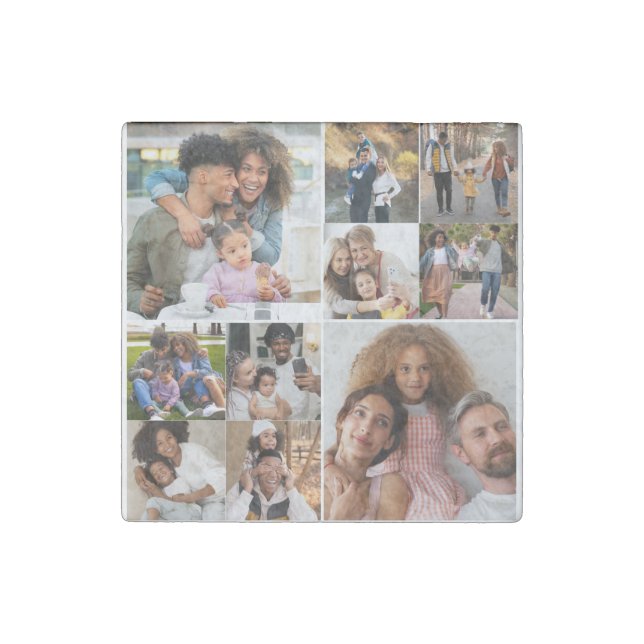 Design Your Own 10 Photo Collage Stone Magnet (Front)