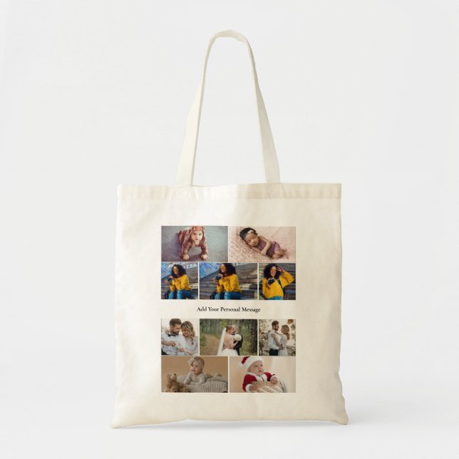 Design Your Own 10 Photo Collage Tote Bag (Front)