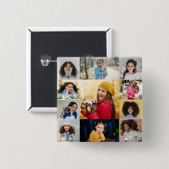 Design Your Own 11 Photo Collage Button (Front & Back)